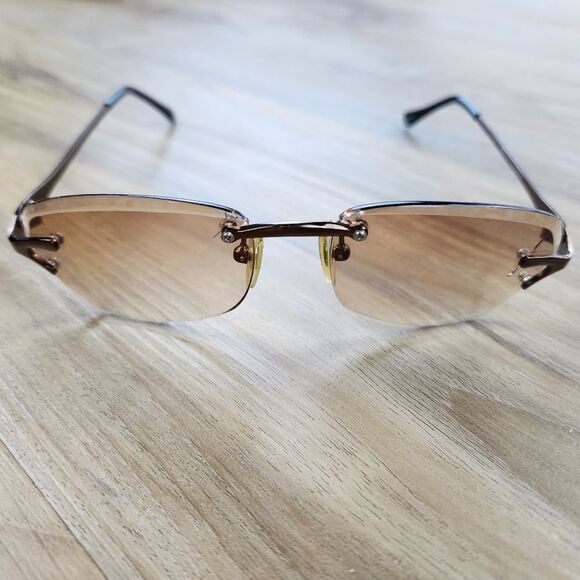 💜Vintage Gloria Vanderbilt Rimless Ombre Sunglasses - Picture 4 of 12